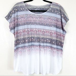 Style and Co pattern short sleeve dolman t shirt
